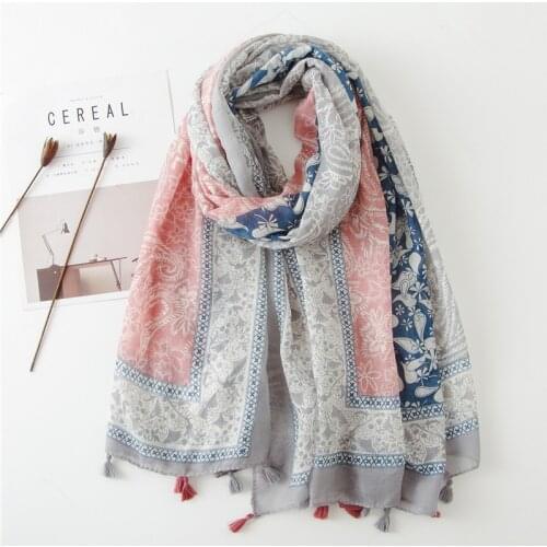 2021 Spain Fashion Cashew Floral Patchwork Viscose Shawl Scarf Women High Quality Pashmina Stole Bufandas Muslim Hijab 180*90Cm