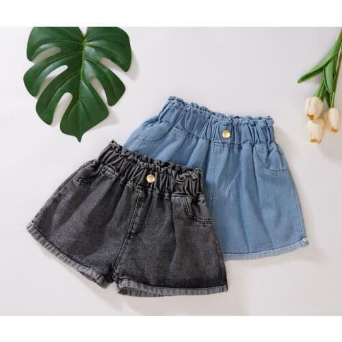 2021 Summer Girls Cotton Denim Jeans Shorts Girls Children All-Match Trousers Jeans Kids Children Casual Clothes Clothing D705