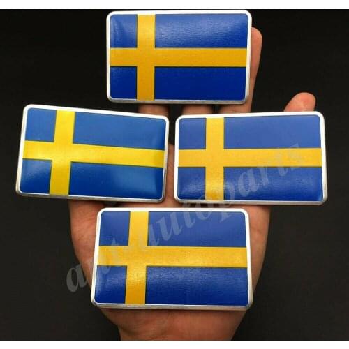 4x Aluminum Sweden Flag Car Emblem Badge Gift Saab Motorcycle Sticker Fairing