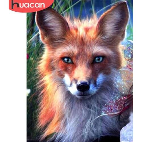 HUACAN Diamond Art Painting Fox Home Decor Full Square/round Embroidery Animal Mosaic Wall Stickers Crystal Gift