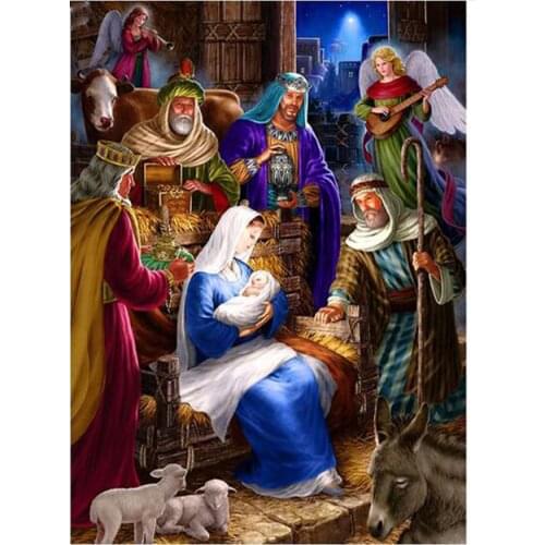 Diy Diamond Paintings Jesus Christ Birth Christmas Diamond Pattern Beadwork Pictures Needlework Religious Diamond Mosaic Craft