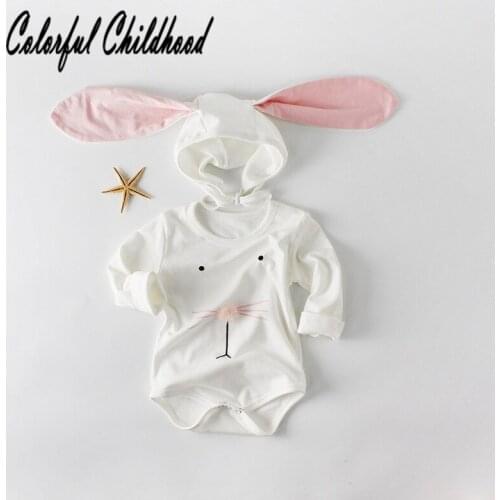 Cartoon long ear bunny baby romper girls cotton long sleeve clothes fall infant newborn kids jumpsuit toddler outfits