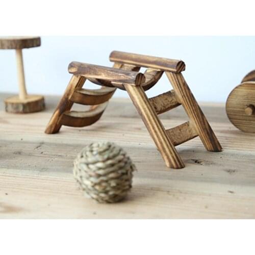 Pet Hamster Mouse Bird Wooden Bridge Climbing Ladder Exercise Game Stairs Toy New