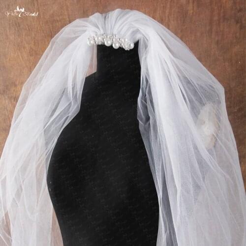 RSV29 Two Layers 2m Long Tulle Wedding Veil With Comb Pearls