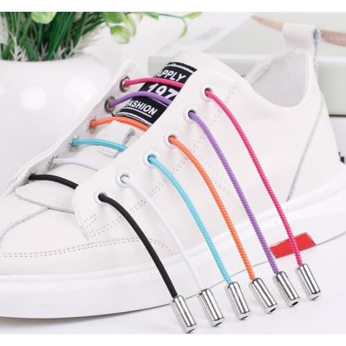 Elastic laces sneakers Shoelaces without ties Rubber Bands White Lazy Rainbow Multi-colored Set No Tie Shoe Pink With Band