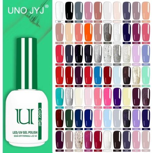 UNO JYJ 12ml Gel Polish Nail Semi permanent uv Varnish Hybrid 82Colors Enamel Gellak for Nails Manicure Glitter Gel Lacquer New