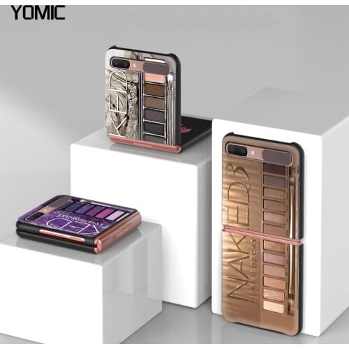 Glam Makeup Eye Shadow Box Case for Samsung Galaxy Z Flip 6.7" Black Hard PC Phone Bags Cover ZFlip 5G Segmented Protect Coque