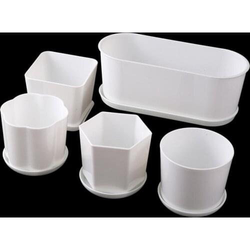 Polygonal Flower Pot With Tray Gardening Thickened Plastic Garden Pot Indoor Small Potted plant rooting 2 Pc