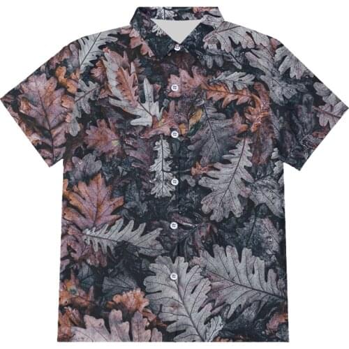 IFPD EU/US Size 3d Retro Dead Leaves Button Shirts Fashion Men Women Plant 3d Print Shirt Summer Harajuku Plus Size Streetwear