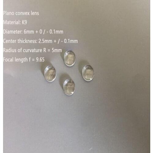 K9 Plano Convex Lens Diameter 6 Mm, Focal Length 9.65 Mm, BK7 Optical Experiment Focus Imaging Can Be Customized