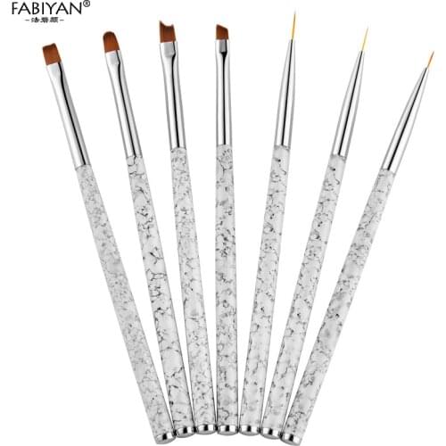 Nail Art Brush Marble Painting Draw Carving Flat Round Pen Builder French Acrylic Liner UV Gel Polish Tips Design Manicure Tools