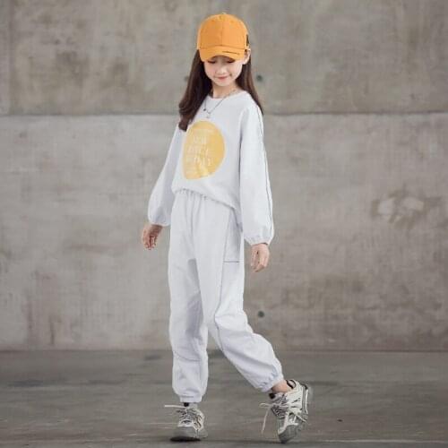 10 12 years Girls Long Sleeve Suits 2021 New Spring Autum White Black Teen Clothes Set