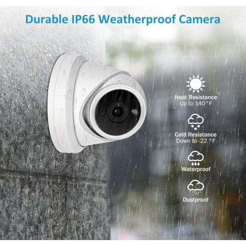 UIN 4MP IP PoE Dome Security Camera with Mic Turret Camera Outdoor IP66 Night Vision 98ft Motion Detection Wide Angle 3.6mm
