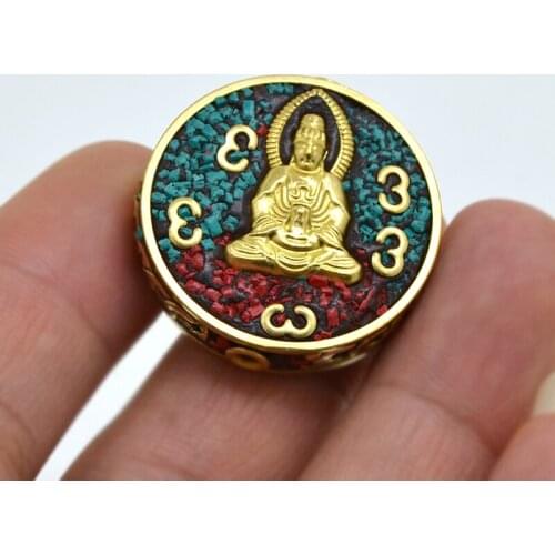 TZ101 Nepal Handmade Buddha Brass With Synthetic Coral And Turkey stone Goddess Of Mercy Bracelet DIY Beads For Jewelry Making