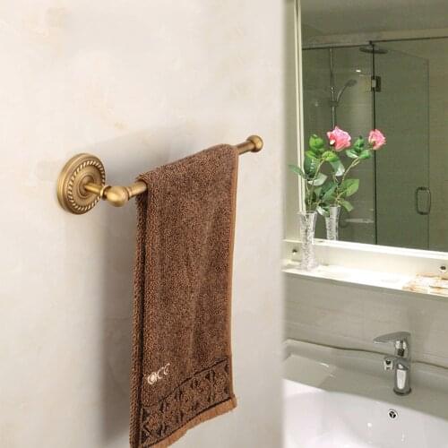 Copper Towel Rack Wall Mounted Single Rod Towel Bar Towel Holder Hanger Household Supplies for Bathroom Home Hotel