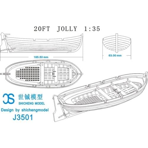 NIDALE model Free shipping Classic sailboat wooden model kits Sacle 1/35 20FT Jolly lifeboat model Precise assembly boat