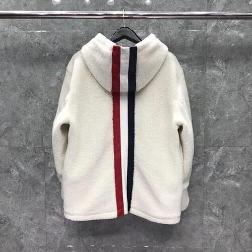 2021 Fashion Brand Jacket Men Zipper Cardigans Clothing Thick Winter Hooded Striped Loose Fur One Casual Coat