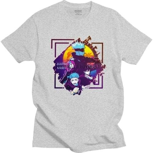 Fashion Vintage Jujutsu Kaisen T-shirt for Men Short Sleeved Yuji Itadori T Shirt Sukuna Satoru Gojo Japan Otaku Anime Manga Tee