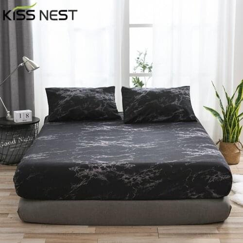 Marble Bed Sheets 180x200,Elastic Fitted Sheet 140x190,200x200,Mattress Protector Cover Four Corners Elastic Band For Bedroom