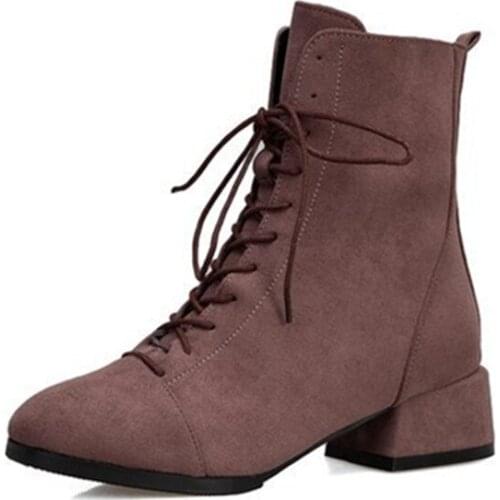 Mudibear New Shoes Non-slip Footwear Heel Lace-up Short Boot High Heel Fashion For Women Large Size 35-43 Comfortable