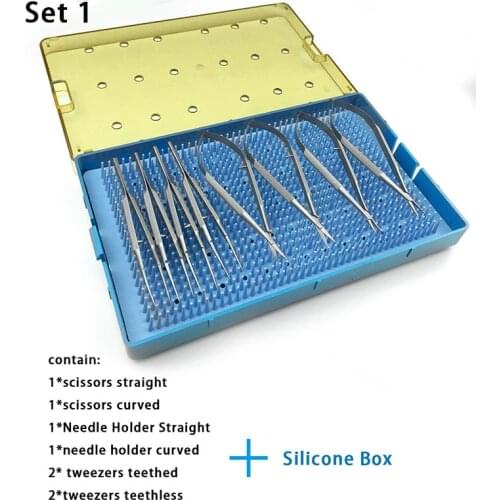 8pcs/set Double Eyelid Set Scissors Needle Holder Tweezers Ophthalmic Instrument Stainless Steel