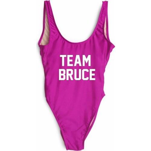 New arrive women TEAM BRUCE letter print bralette bodysuit one-piece bathing suit bikini monokini jumpsuit