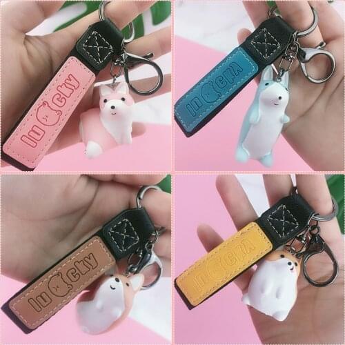 New Cute Variety Corgi Dog Keychain Cartoon Pendant Creative Car Bag Key Chain Kawaii Gift