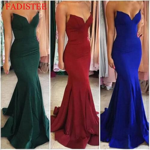 New Style Strapless Evening Dress Prom Party Dress Robe De Soiree Suknie Wieczorowe Simple Robe De Soiree