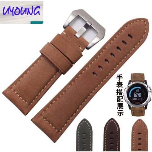 UYOUNG 26 mm for garmin Fenix 3 real leather strap for crazy horse leather strap for Fenix 3 watch band
