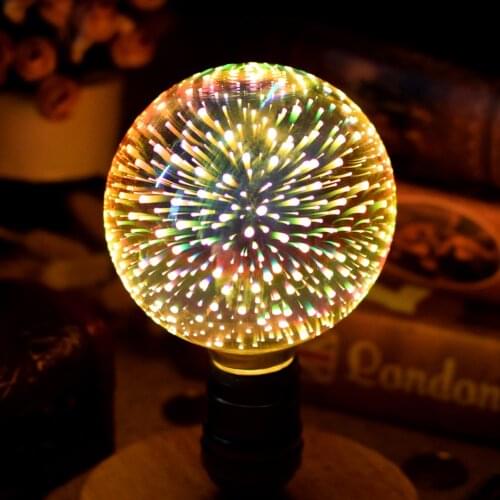 Retro Edison Bulb 3D Fireworks RGB Light 5W E27 ST64 A60 G80 G95 LED Light Home Bar Decor Lighting Colorful Glass Lamp AC85-265V