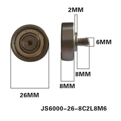 1Pcs "JS6000-26-8C2L8M6"NTBG Series Threaded Bearings Metal Screw Bearing Stainless Steel Bolt Cable Pulley Screws High Quality