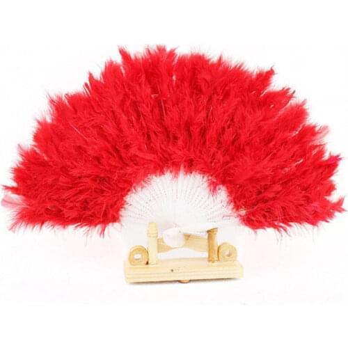 High Quality Feather Hand Fan Wedding Dance Vintage Folding Fan Elegant Large Feather Fashion Home Decoration Crafts 47 x 27 cm