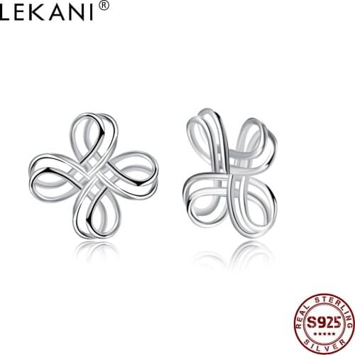 LEKANI 925 Sterling Silver Minimalist Creative Chinese Knot Design Stud Earring Handmade Flower Earrings Women Silver Jewelry