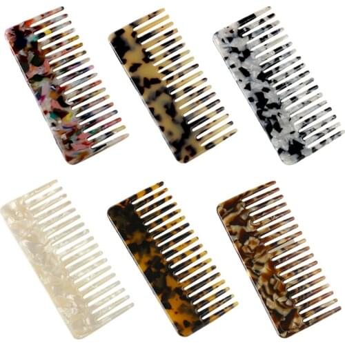 Wide Tooth Pocket Hair Comb Cellulose Acetate Tortoise Detangling Hairbrush Tool