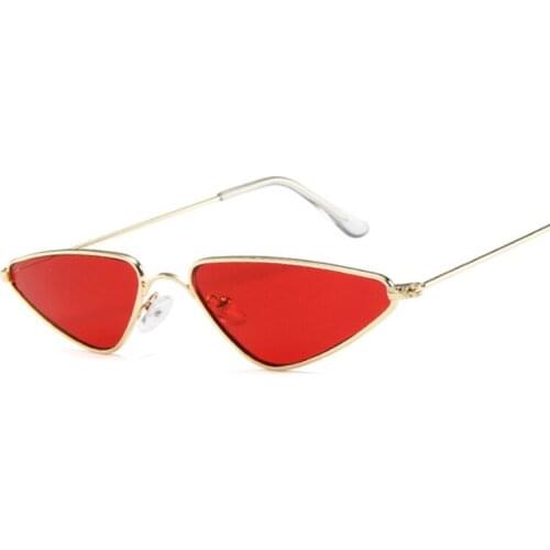 Retro Cat Eye Sunglasses Women Metal Frame Sun Glasses Female Male Fashion Brand Clear Mirror Small Triangle Oculos De Sol