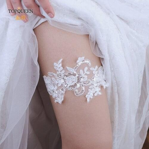TOPQUEEN Wedding Garter White Embroidery Floral Sexy Garters Women/Female/Bride Thigh Ring Bridal Lace Leg Ring Loop TH16