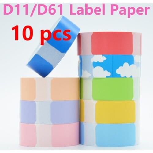 10Pack D11 Thermal Label Paper Niimbot D61 Mini Label printer paper Supermarket Waterproof Anti-Oil Price Label Pure Color Label