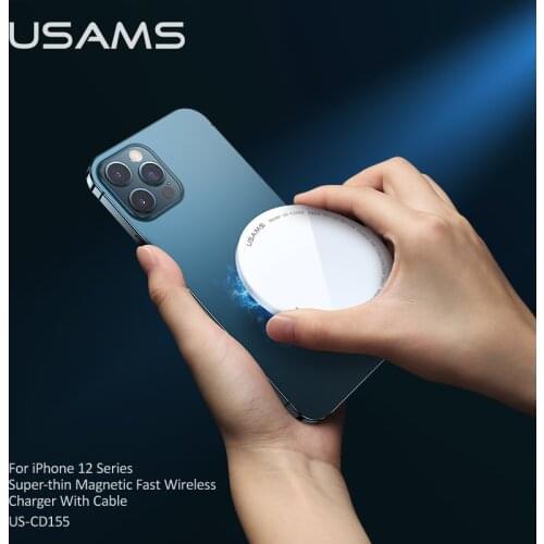 USAMS 15W Qi Magnetic Wireless Charger For iPhone 12 Mini Pro Max Series Fast Charger For Xiaomi Samsung Huawei Phone Charging