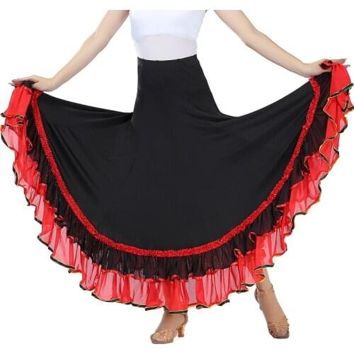 New Flamenco Dance Costume Skirt Ballroom Long Skirts Ladies Waltz Modern Standard Tango Dancewear Performance Big Swing Skirt