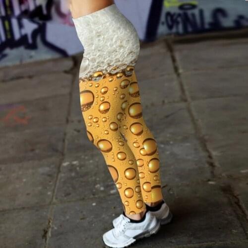 Women High Waist Seamless Leggings Beer Pattern Push Up Leggins Sport Fitness Running Yoga Pants Elastic Trousers Gym