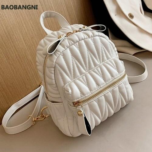 Bolso Bandolera Mujer Trendy New Korean Mini Back Packs Bag For Women Leather Plaid Backpack Fashion Small White Backpack