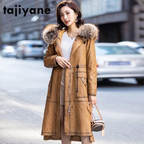Fur Dog Raccoon Collar Sheepskin Down Coat Female Real Genuine Leather Jacket Winter Coat Women Clothes 2021 Korean Tops ZT4924