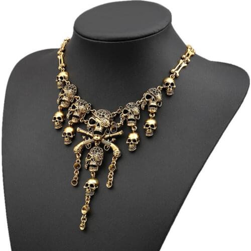 Vintage Pirate Skull Statement Necklace For Women 2020 Gothic Punk Skeleton Choker Necklace Collier Femme Bijoux