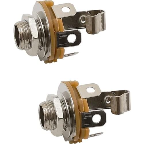 1/2/4Pcs 2 Pole Mono Audio Female Jack Skeleton Solder Connector 1/4"Inch 6.35mm Phone Jack with Nut Washer Nickel Finish Socket