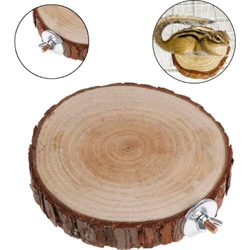 1PC Pet Parrot Bird Cage Perch Platform Round Wooden Stand Board For Chinchilla Squirrel Birds