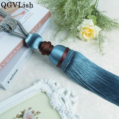 QGVLish 2Pcs Curtain Tassels Fringe Tiebacks Hanging Belts Balls Bind Ropes Brush Straps Curtain Accessories Tieback Holder