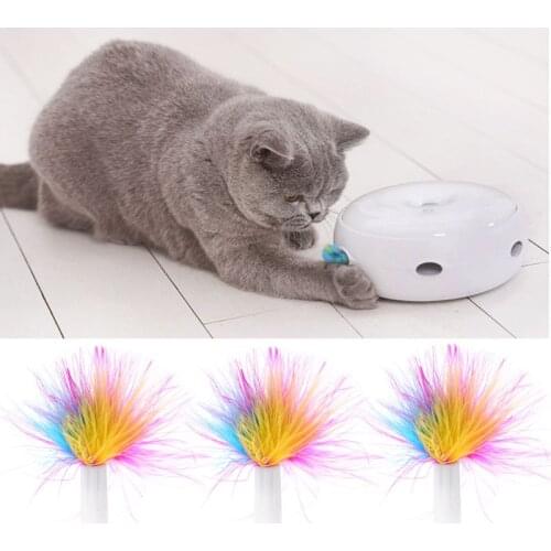 3Pcs Pet Automatic Cat Interactive Toys Replace Feather Electronic Rotating Toy Replace Feather