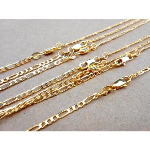 50PCS Gold-COLOR NEW fashion popular selling 16-30 inch Feijia Luo chain 2.5MM wholesale