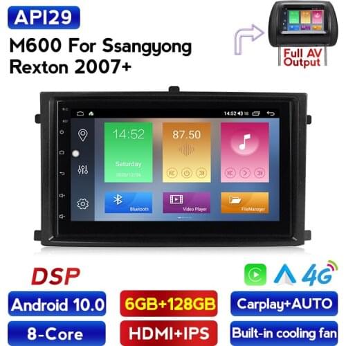 6+128G HD 2DIN Best Selling Android 10 DVD Stereo Multimedia for Ssangyong Rexton 2007 Radio GPS Navigation Video voice control