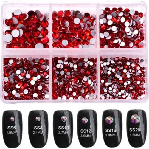 12Box/Set 6sizes: from 1.5mm to 4.5mm Nail Rhinestone Jewelry Glass 3D Glitter Nail Art Crystal Glass flat AB crystal/rhinestone